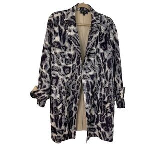 Minkas Womens Blazer Coat Jacket Longline Purple Gold Animal Print Mob Wife XL